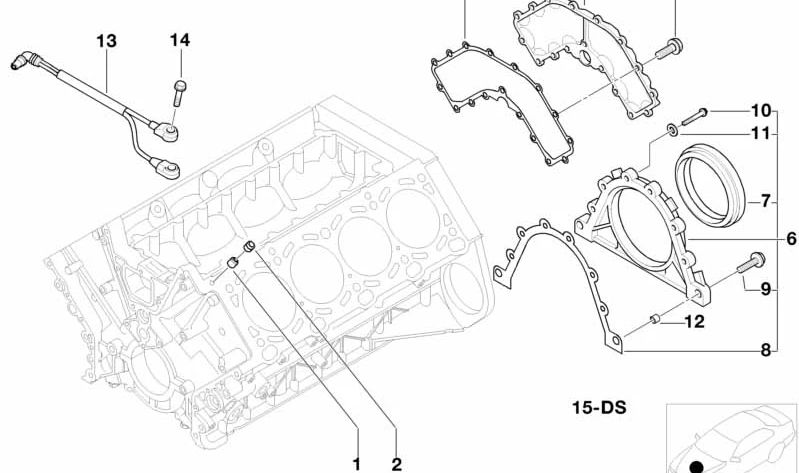 Juego de juntas del cárter sin amianto para BMW E39 (OEM 11111407804). Original BMW.