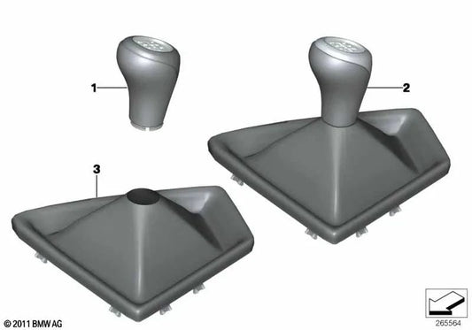 Schaltknauf aus Leder mit Abdeckung für BMW F30, F31, F34 4er F32, F33, F36 (OEM 25117596085). Original BMW.