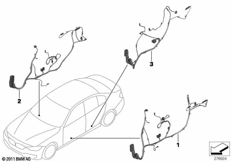 Fahrerseitige Verkabelung für BMW 3er F30, F31, F35N, F80 (OEM 61129313619). Original BMW