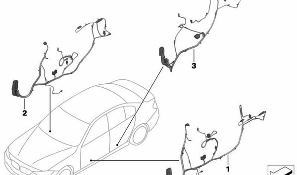 Kabelado lado del pasajero para BMW Serie 3 F30, F31, F35, F80 (OEM 61129286236). Original BMW