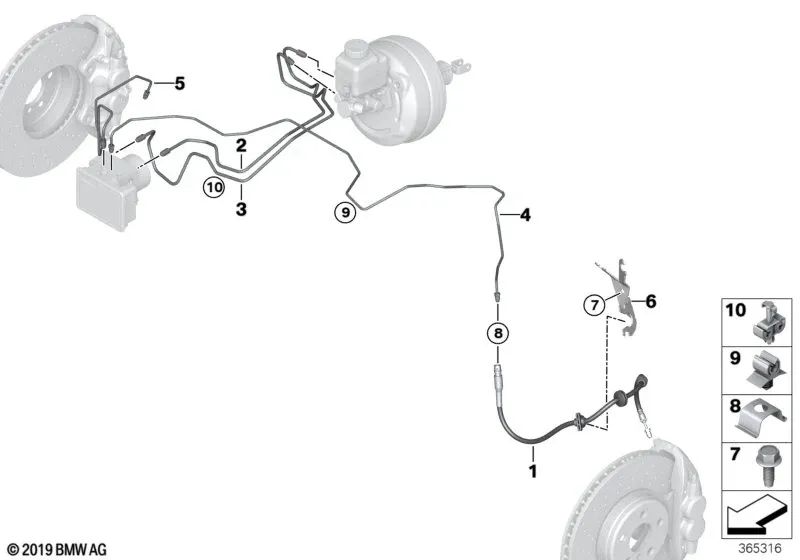 Tubería DSC Hydroaggregat M10-M10 para BMW I12, I12N, I15 (OEM 34306858637). Original BMW