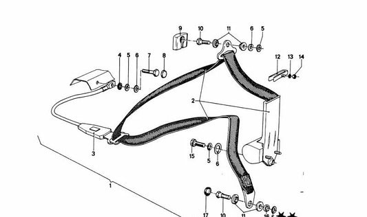 Cinturón de seguridad delantero derecho OEM 72111844964 para BMW E30. Original BMW.