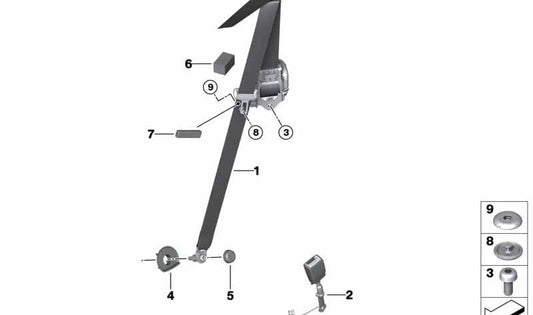 Cinturón de seguridad delantero izquierdo OEM 72118076139 para BMW (F91, F92, G15). Original BMW.