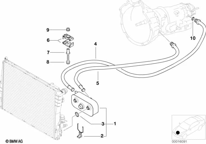 Tubería de enfriador de aceite de retorno para BMW Serie 3 E46 (OEM 17227577627). Original BMW