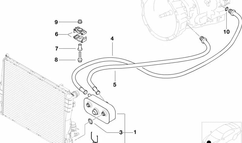 Tubería de Enfriador de Aceite para BMW Serie 3 E46 (OEM 17227577624). Original BMW