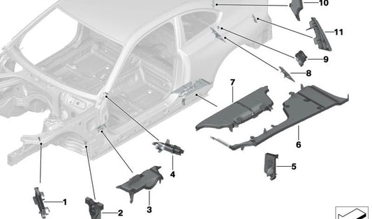 Rivestimento interno pilar c legge 41007954430 per BMW G42, G87. BMW originale.