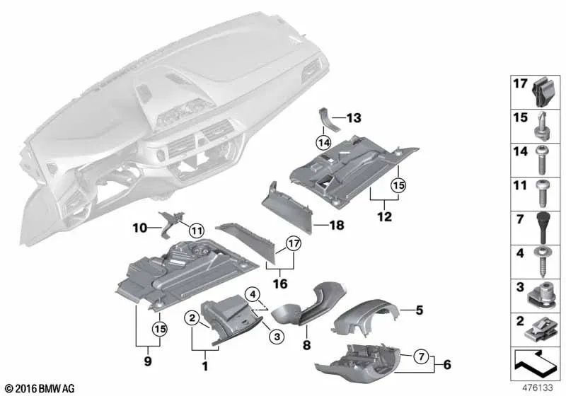 Storage compartment for BMW F90 (OEM 51168072749). Genuine BMW.