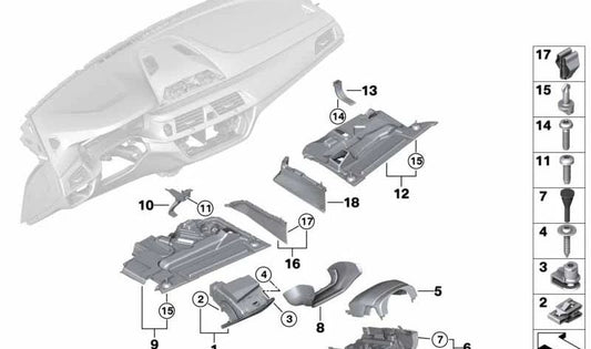 Compartimento de almacenamiento lado conductor OEM 51168072747 para BMW M5 (F90). Original BMW.