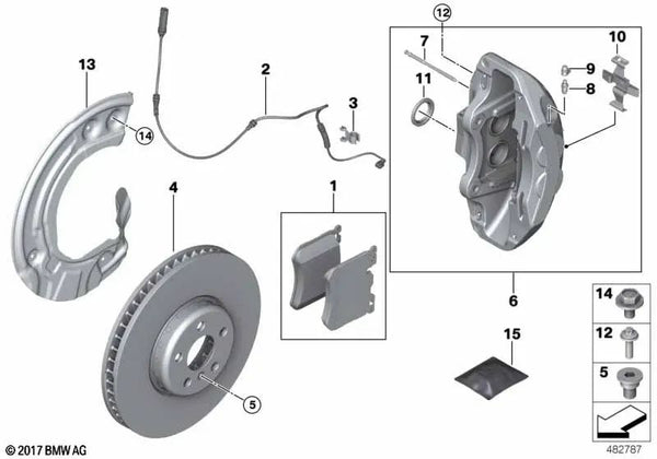 Kit de Accesorios de Pastillas de Freno Deportivas Delanteras para BMW X3 F97, F97N, X4 F98, F98N (OEM 34108094045). Original BMW