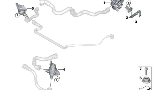 Valvola di chiusura OEM 11519896406 per BMW F70, U06, U11, U12, U10, F65, F66, U25. BMW originale.