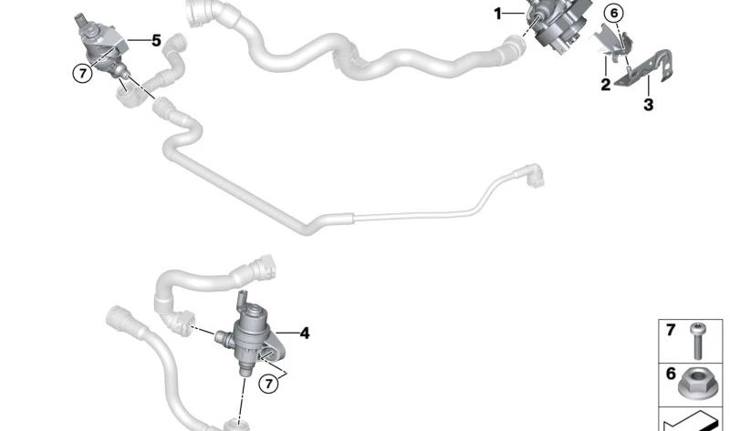 Supporto per pompa ausiliaria del refrigerante OEME 11515A43319 per BMW F70, U06, U11, U12, U10, F65, F66, U25. BMW originale.