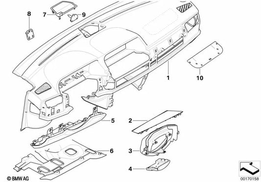 Instrumentenkombinationsblende für BMW E65, E66 (OEM 51457018227). Original BMW