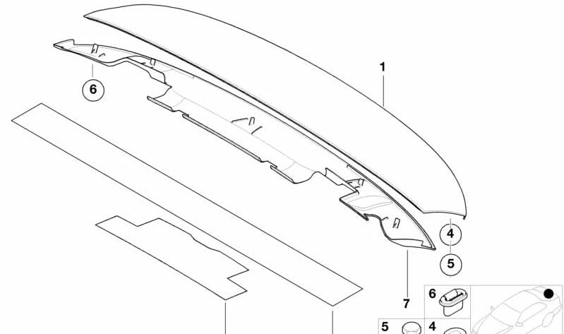 Alerón trasero (Heckspoiler) OEM 51718235987 para BMW Serie 3 E46 (1998-2005). Original BMW.