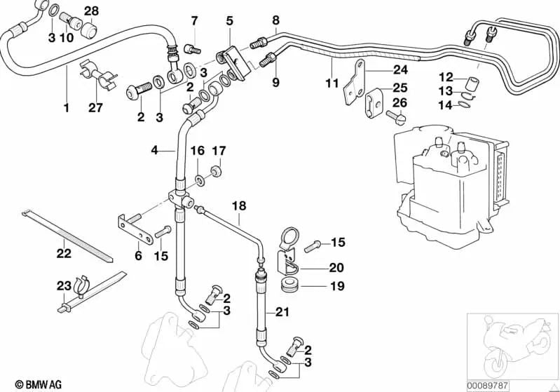 Schlauchunterstützung für BMW E36, E46, F30, F31N, F34N, F32, F33, F36, E34, F10N, F01N, F02N, F15, F16 (OEM 11781716118). Original BMW