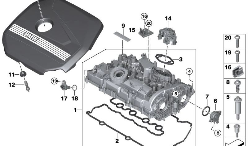 Lambda sensor bracket OEM 11785A16658 for BMW U06 (2 Series Active Tourer and all compatible models). Original BMW.