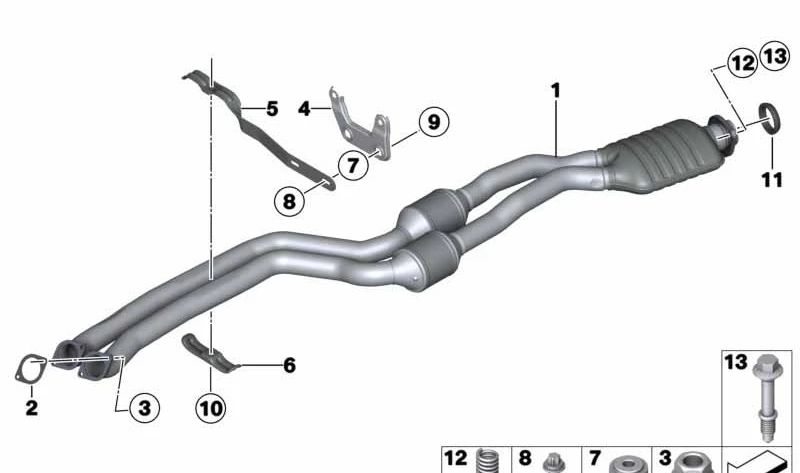 Central Silent (Mitelschaldämpfer) OEM 18307599743 pour BMW E82, E88. BMW d'origine.