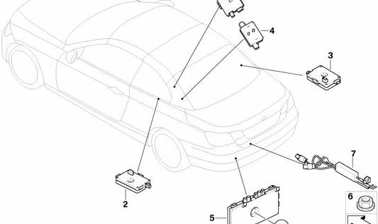 Amplificador de antena AM/FM OEM 65206968649 para BMW E93 (Cabrio Serie 3). Original BMW.