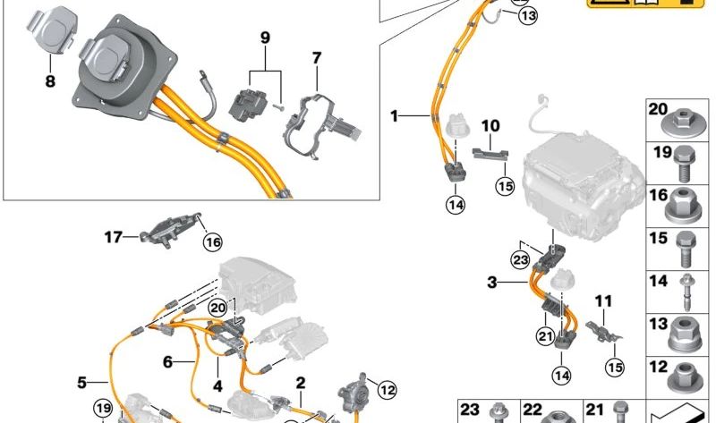 Juego de cables de alto voltaje para compresor eléctrico de aire acondicionado para BMW G26E, G26F (OEM 61125A0FAD2). Original BMW