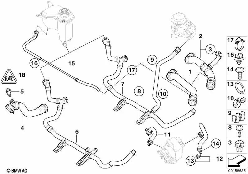 Conducción de retorno de calefacción para BMW E81, E87, E87N (OEM 17127548240). Original BMW