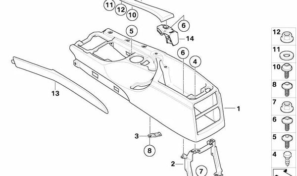 Panel Consola Central para BMW E60, E61N (OEM 51167897853). Original BMW