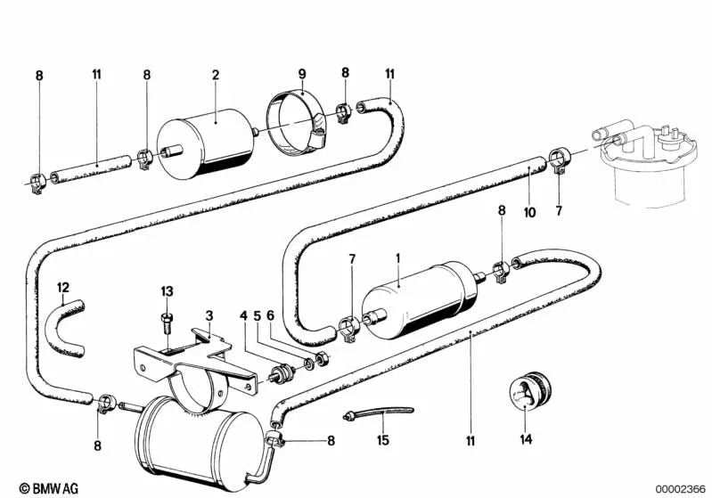 Soporte con Vasija de Expansión para BMW E12, E24 (OEM 16121120970). Original BMW.