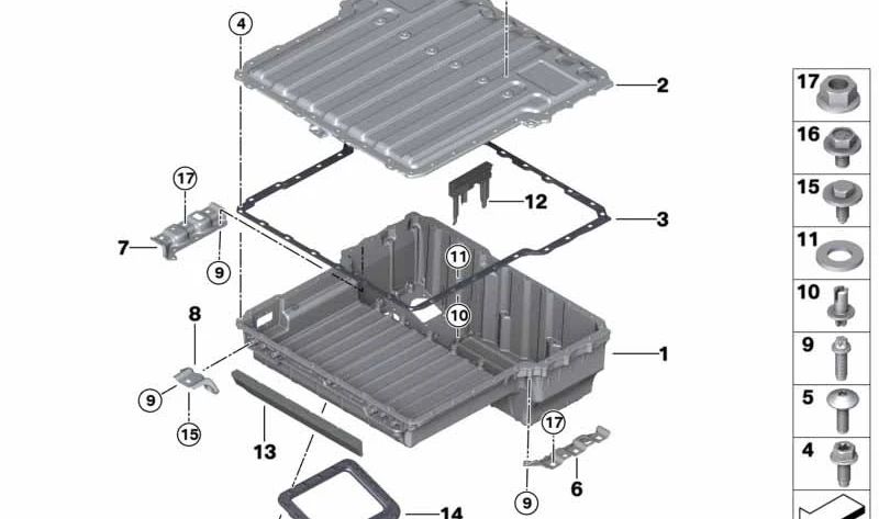 Aislamiento acústico de batería de alto voltaje para BMW Serie 3 F30N (OEM 51487398536). Original BMW