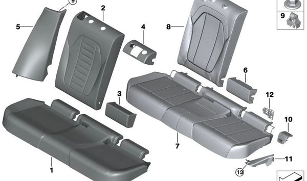 Funda de asiento de cuero para BMW X4 G02, G02N (OEM 52208079970). Original BMW