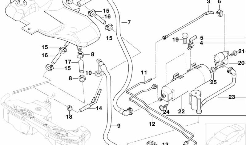 Tubo de vacío OEM 16131183904 para BMW Serie 3 E46. Original BMW.