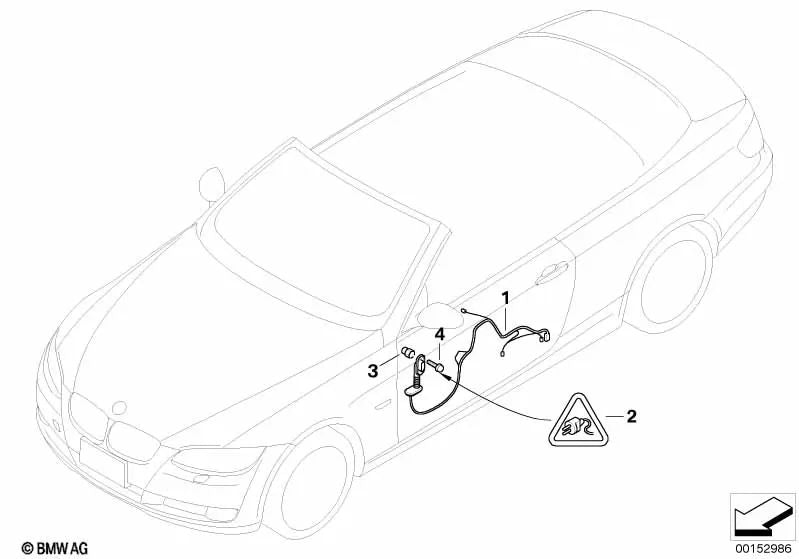 Kabelado Puerta del Lado del Conductor para BMW Serie 3 E93, E93N (OEM 61129259817). Original BMW