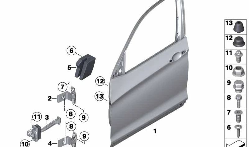 Bisagra de puerta delantera superior derecha para BMW F25, F26 (OEM 41517205552). Original BMW.