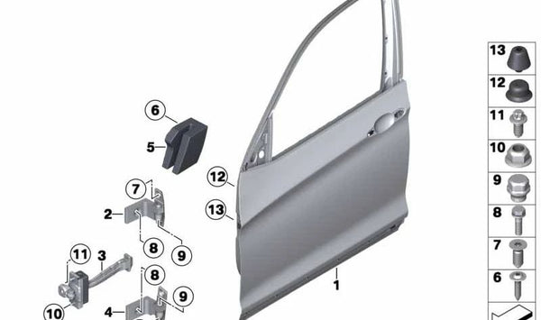 Bisagra de puerta delantera inferior izquierda para BMW Serie 5 E60, E61, X3 F25, X4 F26 (OEM 41517176849). Original BMW