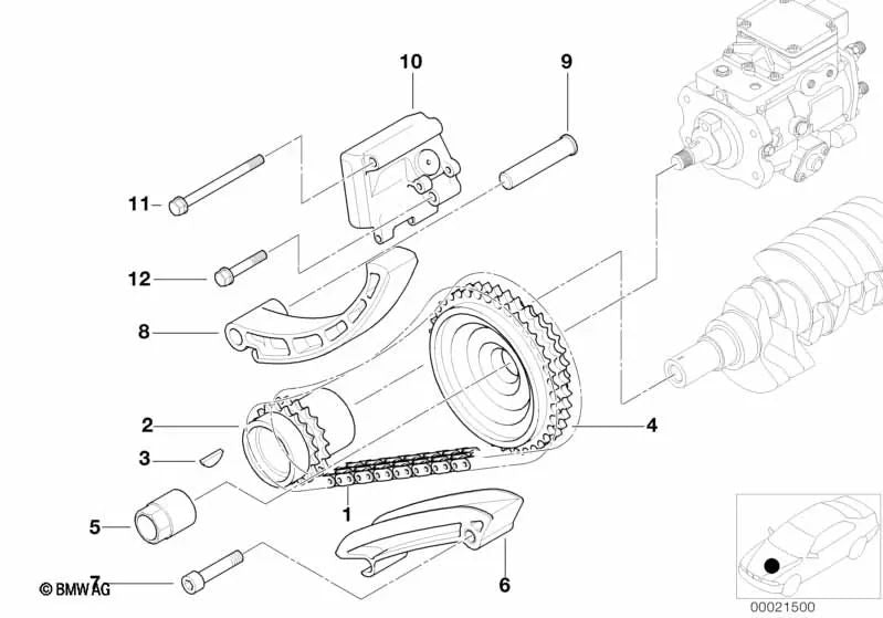 Hex nut for BMW E46, E39 (OEM 13522246819). Genuine BMW.