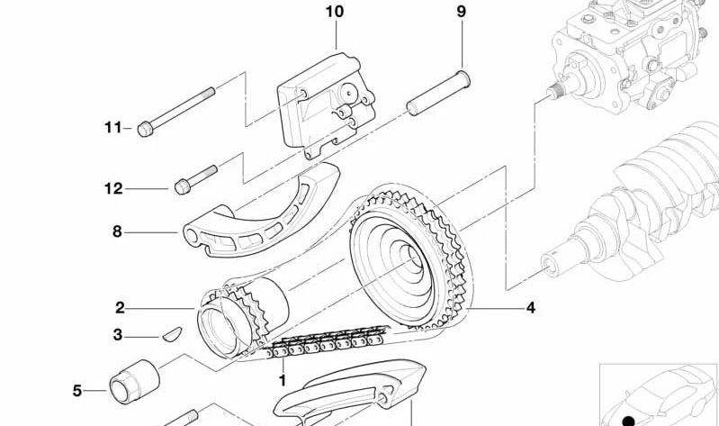 Guía cadena de distribución OEM 13522248519 para BMW E46, E39, E53, E83, E85, E86. Original BMW.