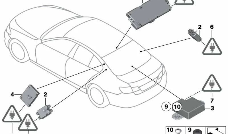 Amplificador de Antena para BMW Serie 5 F10, F18, Serie 6 F06, F13, Serie 7 F01N, F02N (OEM 65209346804). Original BMW