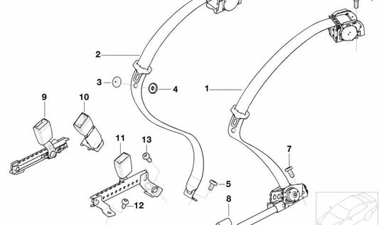 Unterer Riemen hinten rechts für BMW 7er E65, E66 (OEM 72119117208). Original BMW