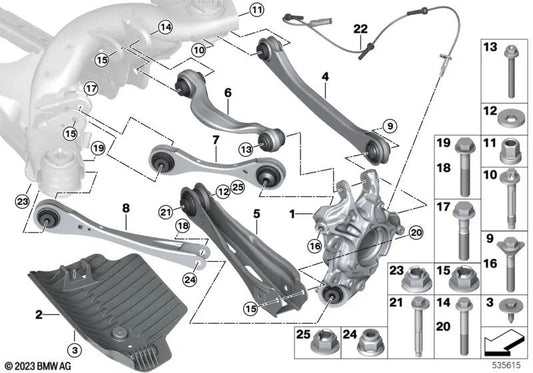 Control arm with rubber bushings right for BMW X3 G08E, G08F (OEM 33306890008). Original BMW.