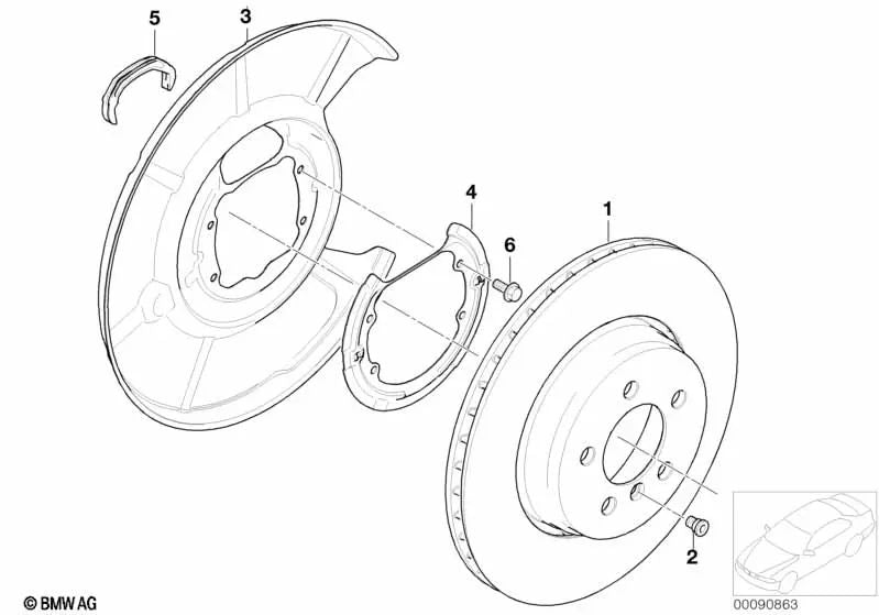 Disco de freno ventilado para BMW Serie 5 E60, E60N, E61, E61N (OEM 34216864053). Original BMW.