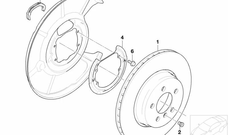 Protector de freno izquierdo OEM 34216760853 para BMW E60, E63, E64. Original BMW.