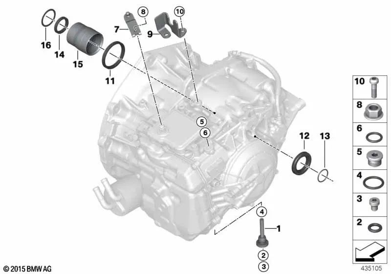 Junta de sellado para BMW Serie 1 F52, Serie 2 F45, F46, X1 F48, F49, X2 F39 (OEM 24128642582). Original BMW