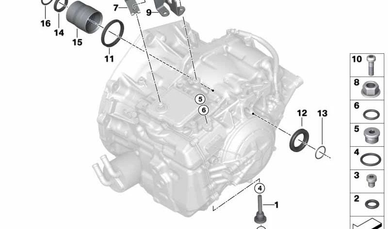 Retén del eje de transmisión OEM 24278650838 para BMW Serie 2 Active Tourer (F45), Gran Tourer (F46), X1 (F48), X2 (F39), Mini Clubman (F54) y Countryman (F60). Original BMW/MINI.