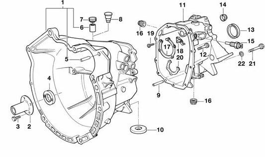 Parte delantera de la carcasa del engranaje para BMW Serie 5 E34 (OEM 23111282529). Original BMW