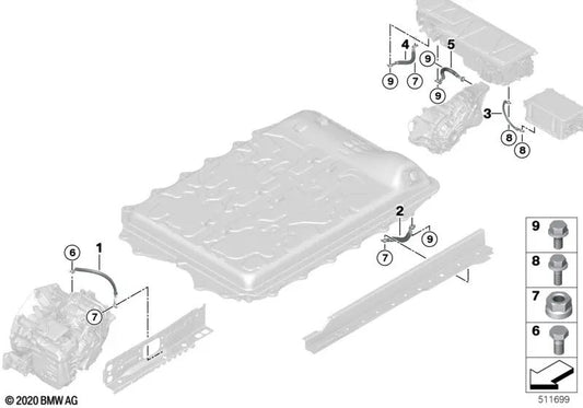 Cable de Masa Equilibrio de Potencial SLE para BMW Serie 2 F45, F45N, X1 F48N, F49, F49N, X2 F39, MINI F60, F60N (OEM 61298648843). Original BMW.