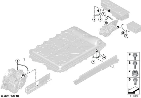 Cable de masa para BMW Serie 2 F45, F45N X1 F48N, F49, F49N, X2 F39 y MINI F60, F60N (OEM 61298648852). Original BMW.