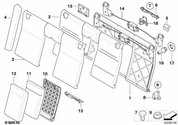 Funda Respaldo Cuero para BMW E93, E93N (OEM 52207246648). Original BMW.