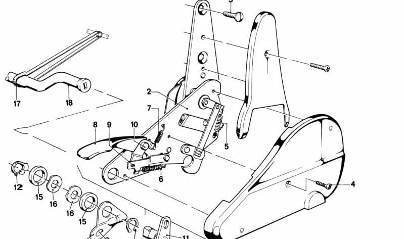 Right Outer Adjustment Mechanism for Reclining Seat OEM 52101855364 for BMW E21, E24. Original BMW.