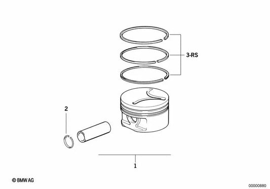 Kit de reparación de segmentos de pistón para BMW E36, E34, E39, E38 (OEM 11252243861). Original BMW