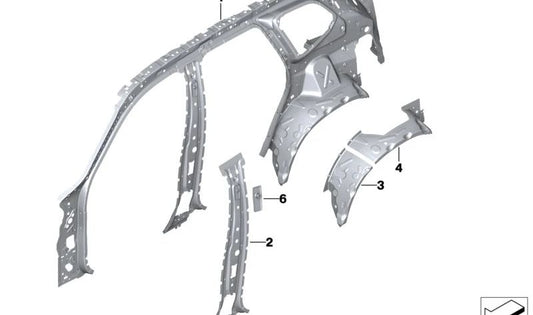 Rechte innere B-Säule für BMW U11 (OEM 41205A52CC6). Original BMW