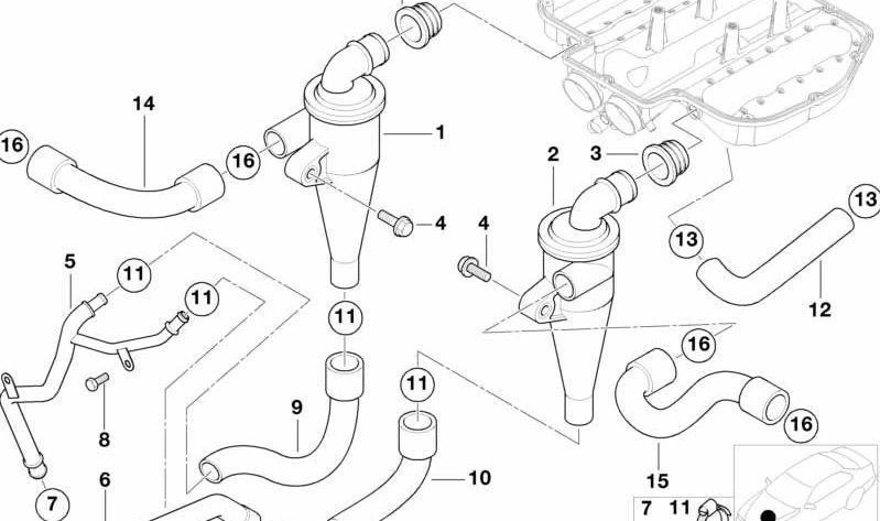 Tubo flexible de retorno para BMW Z8 E52 (OEM 11151407621). Original BMW