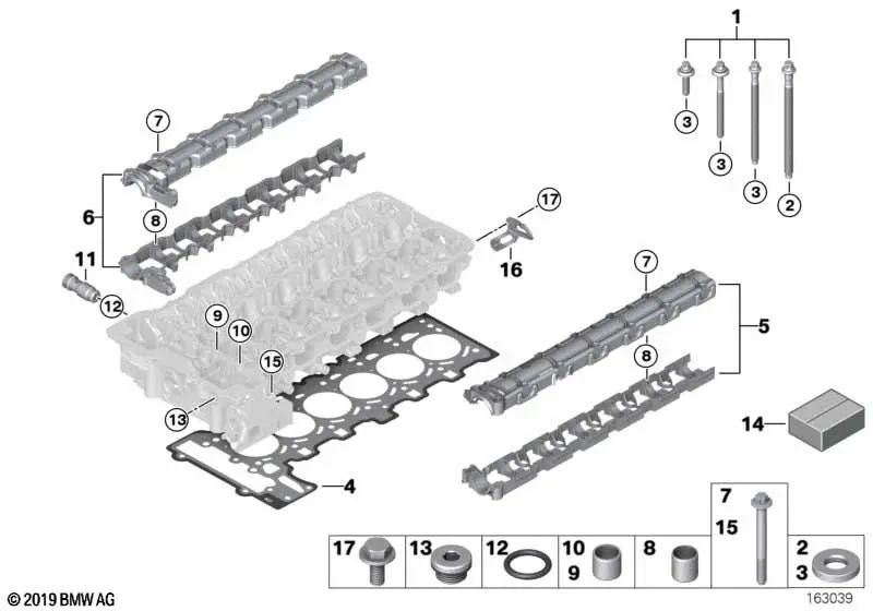 Junta de culata sin amianto para BMW E82, E88, E90, E90N, E91, E91N, E92, E92N, E93, E93N, E60N, E61N, F01, F02, E71, E89 (OEM 11127557266). Original BMW.