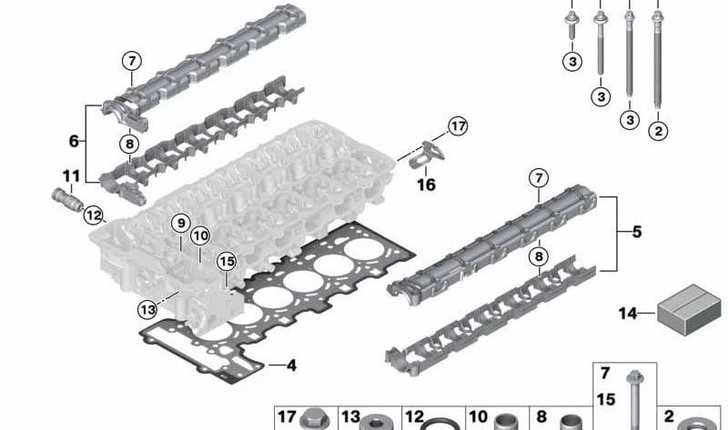 Conseil d'une planche pour la culasse OEM 11127572758 pour BMW E82, E88, E90, E91, E92, E93, E60, E61, F01, F02, E71, E89. BMW d'origine.